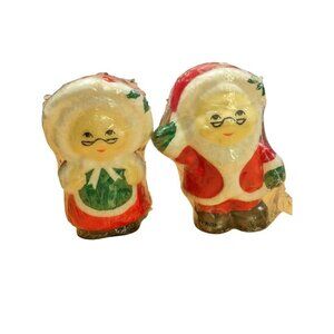 Vintage Mr and Mrs Santa Claus Candle 4 Inches Tall Christmas